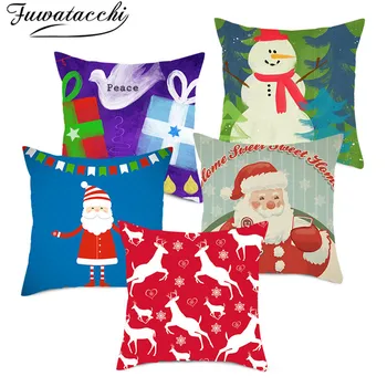 Fuwatacchi Santa Claus Pagalvės užvalkalą Kalėdų Serija Pagalvėlė Padengti Namų Spalvinga Dekoratyvinė Pagalvė Padengti Sofa-Automobilio dugno Sėdynės