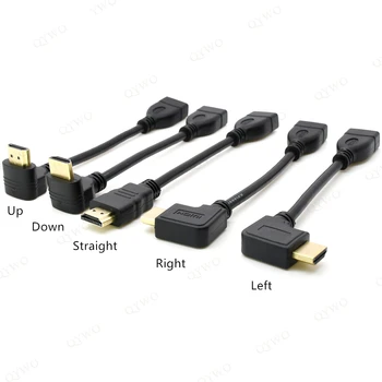 HDMI išplėtimo kabelis HDMI 1.4 vyrų ir moterų kabelio ilgintuvas 15cm 90 laipsnių kampu, pc, nešiojamas, ps3, ps4 hdtv projektoriaus ekranas