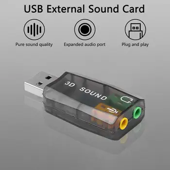 Išorinė USB Garso plokštė Audio Adapteris 5.1 Virtualus 3D USB 3,5 mm Mikrofono, Garsiakalbio ir Ausinių Sąsaja Nešiojamas KOMPIUTERIS