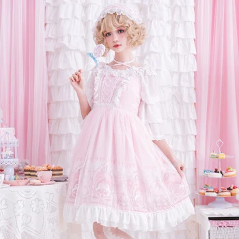 2019 Naujas Aukštos Kokybės Originalus Lolita Dress JSK Dirželis Suknelė Sweet Girl Lolita Princess Suknelės Tik Spageti Dirželis Suknelė