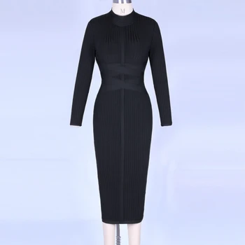 2020 Nauji Aukštos Kokybės ilgomis rankovėmis Tvarstis Golfo Suknelė Moterų Viskozė Tvarstis Suknelė Elegantiškas Įžymybė kilimo ir tūpimo Tako Šalis