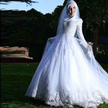 Arabų Musulmonų Vestuvių Suknelės 2021 Appliques ilgomis Rankovėmis Kamuolys Suknelė Vestuvių Nuotakos Suknelės, chalatas de mariage Vestido De Noiva