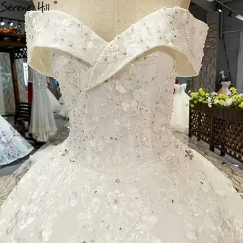 Balta Naujas Berankovis Prabangių Mados Vestuvių Suknelės 2020 Off Peties Seksualus Blizgučiais Diamond Vestuvių Vestuvių Suknelės Realios Foto