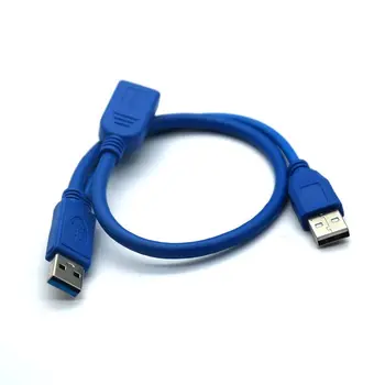 Black USB 3.0 Y tipo laidas dvi USB 3.0 A Male į USB Moterų Y kabelio išorinį Kietąjį Diską su papildomos galios 50cm 30cm