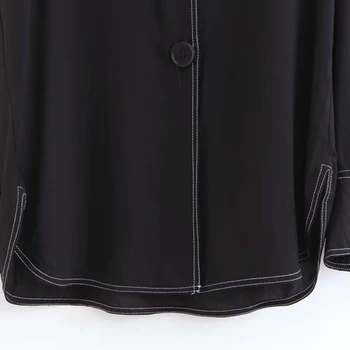 HStar 2020 m. moteris derliaus ilgomis rankovėmis kontrastas spalva juoda prarasti kimono palaidinė marškinėliai moterims mygtukai ponios blusas viršūnės