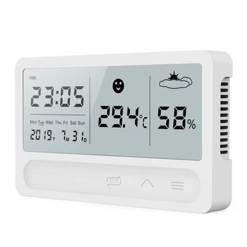 Orų Laikrodis Temperatūra Daugiafunkcinis Skaitmeninis LCD Liečiant Ekraną Oras Laikrodis Drėgmės ir Temperatūros Monitoringo Matuoklis