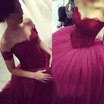 SuperKimJo Bordo Kamuolys Suknelė Vestuvių Suknelės 2020 Nėrinių Aplikacijos nuo Peties Elegantiškas Boho Vestuvių Suknelė Chalatas De Mariee