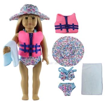 1 Set Blue Plaukimo Kostiumas Įranga, Apranga Lėlės Drabužius 18 colių lėlės drabužiai A46