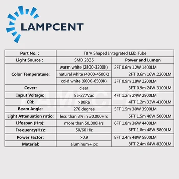 10-100/pak LED Vamzdis Šviesos V formos kampas 270 2ft 3ft 4ft 5ft 6ft 8ft Baras Lempos T8 Integruotos Lemputės Laikiklio Linkable Super Šviesus