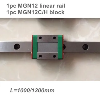 12mm Linijinis Vadovas MGN12 L= 1000 1200 mm, linijiniai geležinkelių būdas + MGN12C ar MGN12H Ilgai linijinis vežimas, CNC X Y Z Ašis