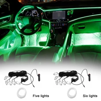 12V RGB LED Atmosfera Automobilių Šviesos Interjero, Aplinkos Šviesos Optinio Pluošto Juostelių Šviesos App Kontrolės 