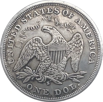1859-S Sėdinčių Laisvės Dolerio MONETOS KOPIJA