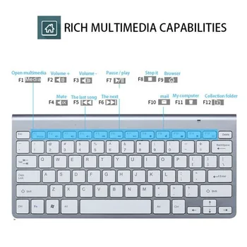 2.4 G Wireless Keyboard Mouse Combo Slim Belaidė Klaviatūra Ir Pelė, Mini Multimedia Klaviatūra Nešiojamojo Kompiuterio/Nešiojamas Žaidimų