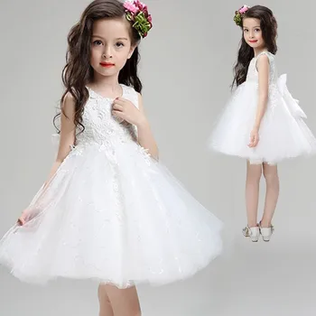 2016 Nauja mada prekės atvykimo kūdikių mergaičių vestuvių suknelė china vaikų mados gėlių rožinė/balta tutu suknelė mergina gimtadienio