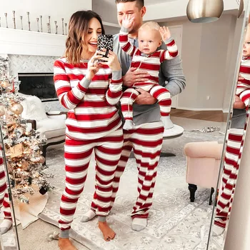 2020 Geriausia Kalėdų Šeimos Pižama, 2-Piece Set Kalėdų Šeimos Atitikimo Pižama Komplektas Stripe Sleepwear d88