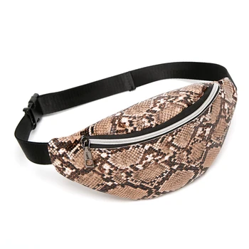 2020 naujas fanny pack mados gyvatė modelis moterų juosmens krepšys PU odos nešiojamų kelionių krūtinės krepšys, piniginė