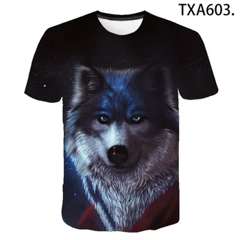 2020 Naujas Vasaros Gyvūnų Wolf 3D marškinėliai Vyrams, Moterims, Vaikams, Mados Streetwear Berniukas Mergaitė Vaikai Atspausdintas T-shirt Kietas Viršūnes Tee