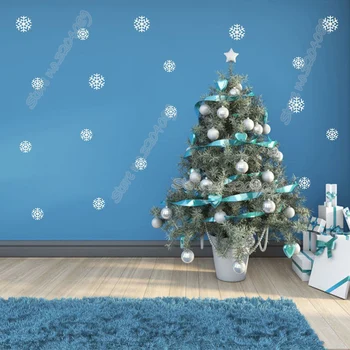 22pcs/set Kalėdų Žiemos Snaigės Sienos lipdukas Sniego Dribsniai Lango Lipdukas Kalėdos Apdailos Parduotuvės stiklinių Durų Ekrano Lipdukas EA712