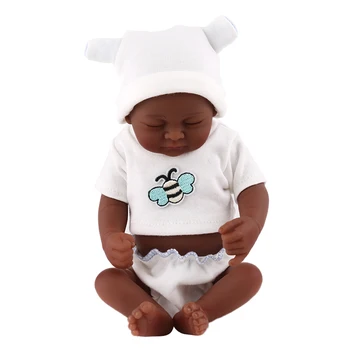 28cm 11inch Silikono viso Kūno Mielas Naujagimių African American Baby Juodoji Lėlė