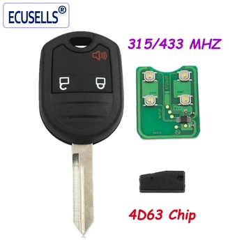 3 Mygtuką Keyless Smart Nuotolinio Pagrindinių Kontrolės 315/433MHZ Su 4D63 Chip 