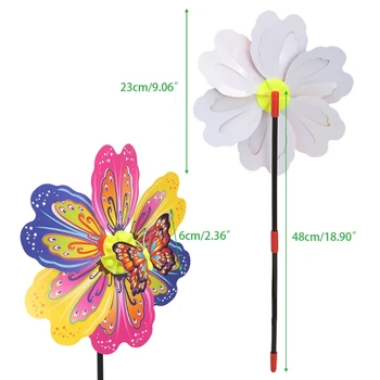 3D Drugelis Gėlių vėjo malūnas Vėjo Vertino Namų Sode Kieme Apdailos Vaikų Žaislas