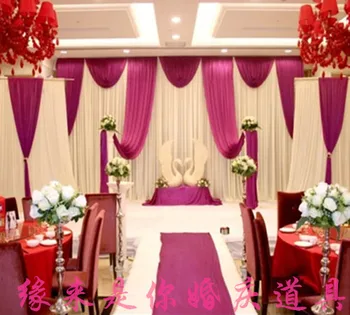 3M*6M baltos ir vynuogių violetinė Swags Karšto Pardavimo Balta Vestuvių Fonas Etape Užuolaidos kibirkšties vestuvių dekoravimas