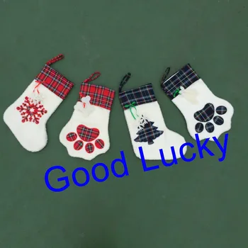 40pcs/aikštelė, nemokamas pristatymas monograma vilnos sherpa Kalėdų leteną kojinės dovanų maišeliai šunelis didmeninė broilerių