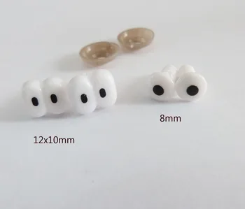 40pcs/daug 12x10mm/8mm baltas animacinis žaislas akis plastiko saugos žaislas akis ir minkštos plovimo vaikams amatų išvados