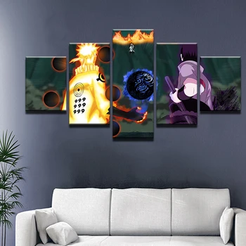 5 Kolektorių drobė spausdina Naruto Naruto VS Sasuke drobė, tapyba, plakatas namų dekoro sienos meno kambarį