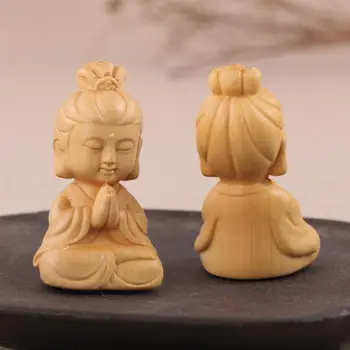 5 Vnt Budistų Mažai Vienuolis Formos Ornamentu Mediniai Papuošalai Darbalaukio Dekoras