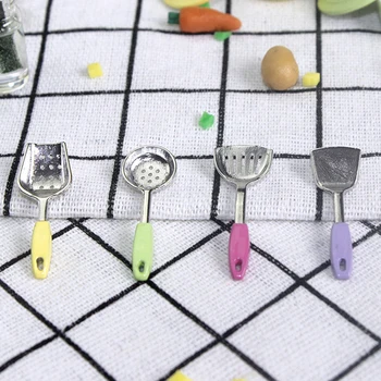 5PC Miniatiūriniai Lėlių Priedai Mini Kastuvas Sriubos Šaukštą Saugojimo Turėtojas Virtuvės Valgių Priemonė, Indai, Apdailos Žaislas