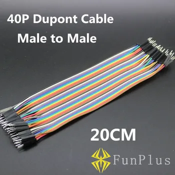 5vnt 40P Dupont Kabelis 20cm 2.54 mm, 1 Eilutė Vyrų Vyrų Jumper Wire Gryno Vario Linija Rainbow Eilutę Servo Jungtis FPV Modelis