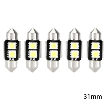 5vnt Automobilio LED Licencijos numerio apšvietimo Lemputės Automobilių stiliaus 31mm 36mm 39mm 41mm Cnabus dvigubo taško šviesos Uodega Lempa Lempa Šviesos Kupolas