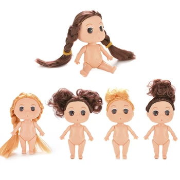 9cm dress-up Mini Ddung Lėlės su Ruda/auksinė Bun Plaukų Kepimo Formą Lėlės Mergina Žaislai, perlinė Vonia Kepti Pagimdė mergaitę lėlės Kepimo formą