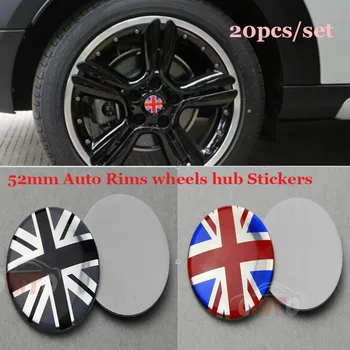 ABS Automobilių ženklelis emblema etiketės 52mm Auto Ratlankiai ratų stebulės Lipdukai UK Vėliava Logotipas ženklelis Tinka Mini Modelis Padangų kepurės 20pcs/daug