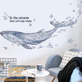 Abstrakčių Geometrinių Banginis 3D Žvaigždėtas Dangus Didelių Žuvų, Sienų Lipdukai, Baldai Kambarį, Apdailos Siena Lipdukas Namų Dekoro Meno