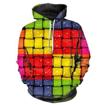Aikštėje spalvotas spausdinimas, 3D spausdinimas hoodie rudens ir žiemos mados vyriški drabužiai Harajuku Palaidinukė gatvės drabužių hip-hop