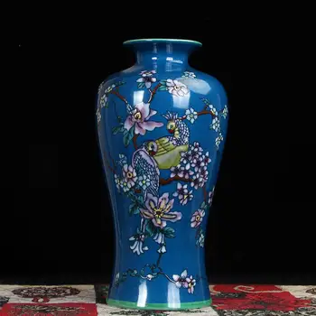 Amerikietiško Stiliaus Pastelinių Vertus Dažytos Keramikos Vaza Gėlių rengiasi Gyvenamasis Kambarys Veranda Senovinių Amatų dekoratyvinės keraminės vazos mėlyna