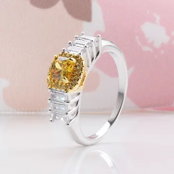 Aukso gamtos geltona deimantų papuošalai literatūros mergina svajonė prabangos 18K padengtą mados žiedas