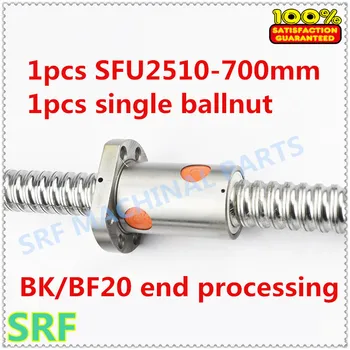 Aukštos kokybės 25mm Ballscrew Valcavimo C7 SFU2510 700mm su SFU2510 Flanšas ballnut BK/BF20 pabaigos tvarkymo CNC dalys