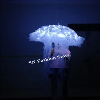 BC22 Šokių šokėja scenoje vilki led kostiumai, šviesos dj, dainininkas suknelė led Medūzos žėrintis skėtis šalies baras modelis rodo, audinys