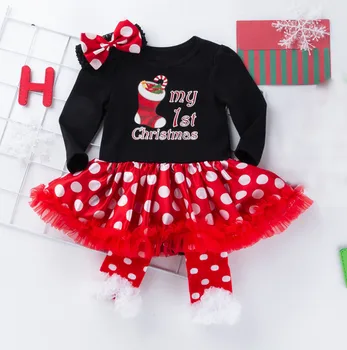 BEBE Kalėdų Kostiumai Vaikams Mergina Juoda Bodysuits su Polka Dot Suknelė, Lankelis Kojų šilčiau Baby Girl Kalėdos Šalies Drabužių Rinkiniai