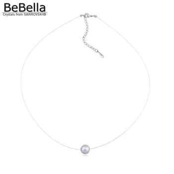 BeBella jokių alerginių nematomas surinkimo choker karoliai su apvalus kamuolys balta perlų žavesio iš Swarovski Kristalai plona grandinė