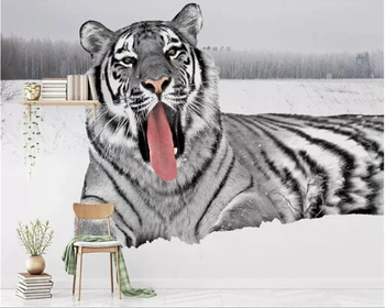 Beibehang Pasirinktinis dydis HD mados retro 3D iškilumo galingas aštri tigras plytų sienos fone sienų dažymas tapetų behang