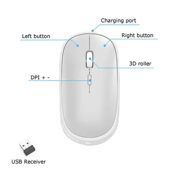 Belaidės Pelės, Nešiojamų Ergonomiškas Belaidžius Nuotolinio Žaidimų Pelės Žymeklį Juoda Balta USB Imtuvas 500mAh Silent Switch Pelės Karšto