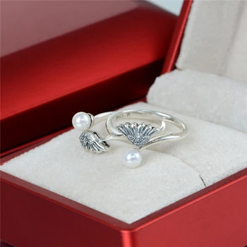 Bižuterijos Perlų Papuošalai Grynas 925 Sterlingas Sidabro Žiedas Sidabro Vestuvių Žiedas su perla Moterų bijoux RIPY062H90