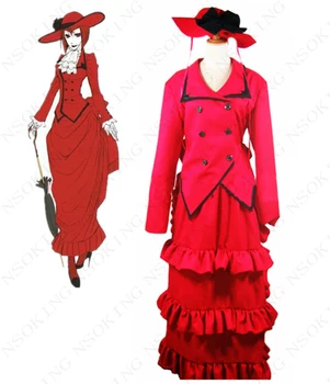 Black Butler Angelina Drįsta Cosplay Kostiumų Ponia Raudona Helovinas dress