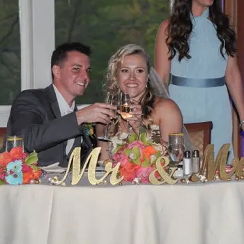 Blizgučiai Mėlyna PVC raidžių Ponia & P vestuvių stalo dekoracija, stovi Ponas ir Ponia ženklus top lentelė,Aukso, juoda spalva