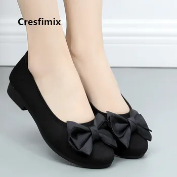 Cresfimix chaussures supilkite femmes moterų mados juoda plius dydis šokių bateliai lady mielas saldus raudonas baleto bateliai, laisvalaikio bateliai a5405