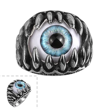 Derliaus Punk Titano Plieno Žiedas Gotikos Dragon Claw Evil Eye pagrindiniai mygtukai Pareiškimą Papuošalai iš Nerūdijančio Plieno vyriški Žiedai